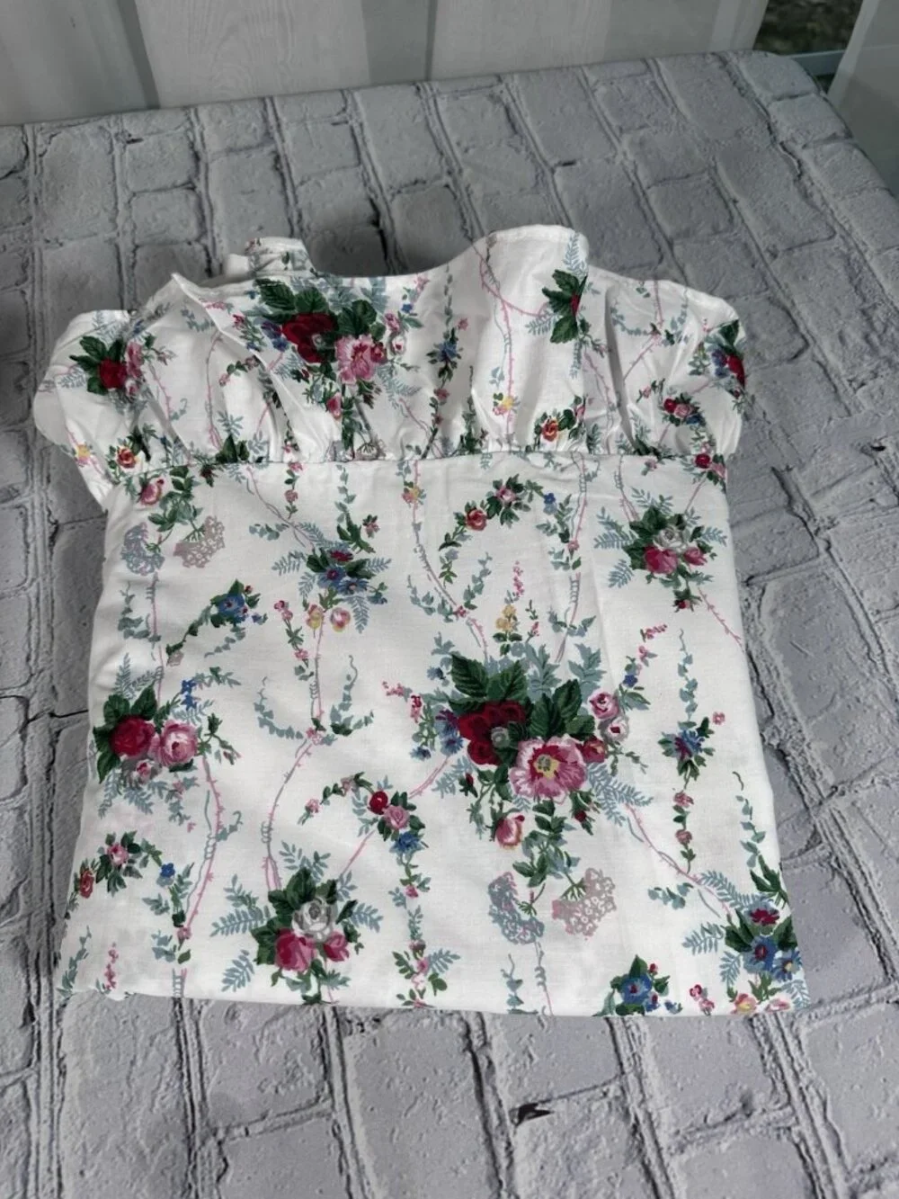 Ralph Lauren Ruffle Twin XL Flat Sheet Cottagecore Floral Shabby Chic Vintage